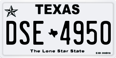 TX license plate DSE4950