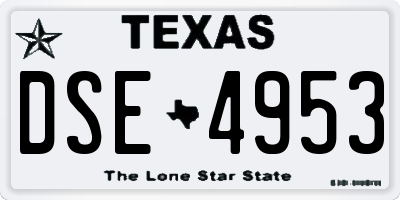 TX license plate DSE4953