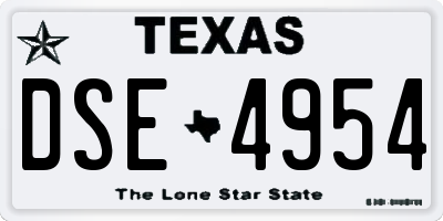 TX license plate DSE4954