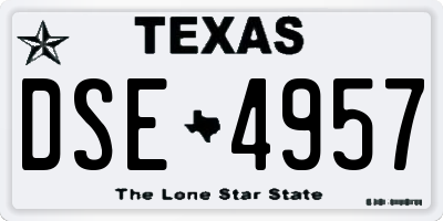TX license plate DSE4957
