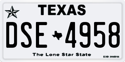 TX license plate DSE4958