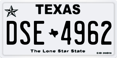 TX license plate DSE4962