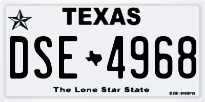 TX license plate DSE4968