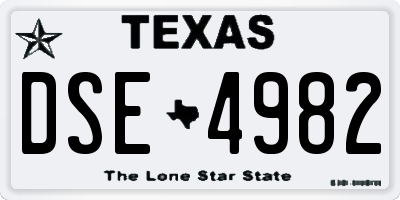TX license plate DSE4982