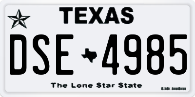 TX license plate DSE4985