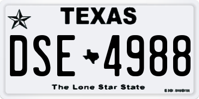 TX license plate DSE4988