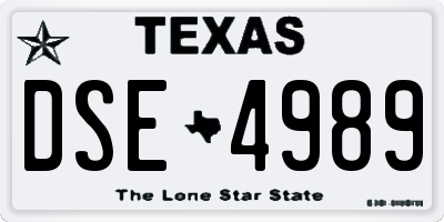 TX license plate DSE4989