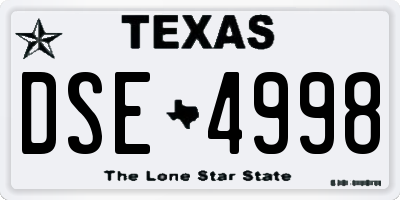 TX license plate DSE4998