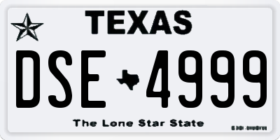 TX license plate DSE4999