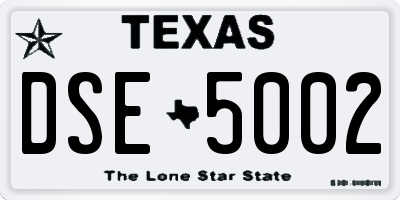 TX license plate DSE5002