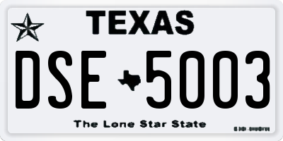 TX license plate DSE5003