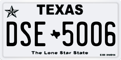 TX license plate DSE5006