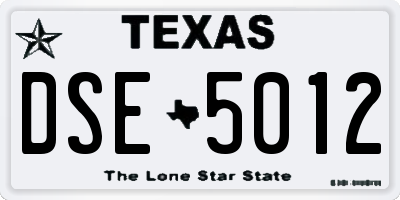 TX license plate DSE5012