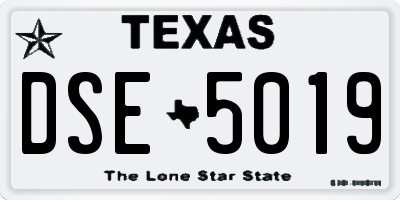 TX license plate DSE5019