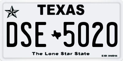 TX license plate DSE5020