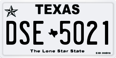 TX license plate DSE5021