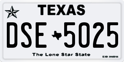TX license plate DSE5025