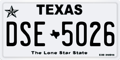 TX license plate DSE5026