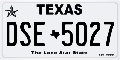 TX license plate DSE5027