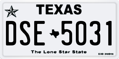 TX license plate DSE5031