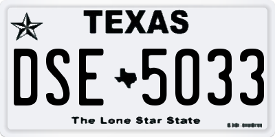 TX license plate DSE5033