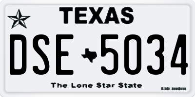 TX license plate DSE5034