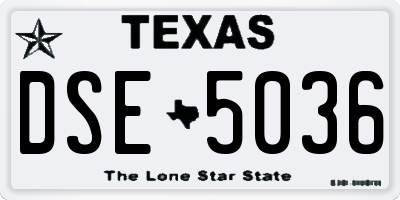 TX license plate DSE5036