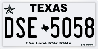 TX license plate DSE5058