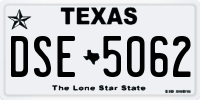 TX license plate DSE5062