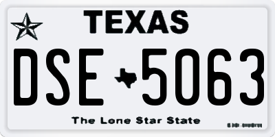 TX license plate DSE5063