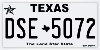 TX license plate DSE5072