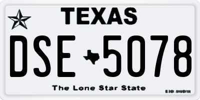 TX license plate DSE5078