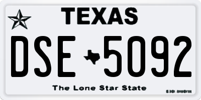 TX license plate DSE5092