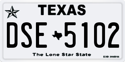 TX license plate DSE5102