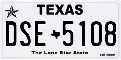TX license plate DSE5108