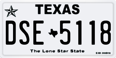 TX license plate DSE5118