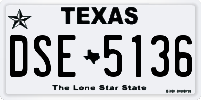 TX license plate DSE5136