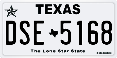 TX license plate DSE5168