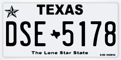 TX license plate DSE5178