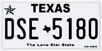 TX license plate DSE5180