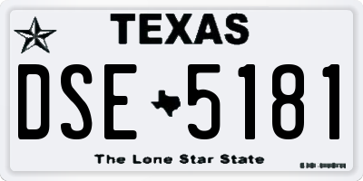 TX license plate DSE5181