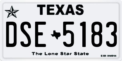 TX license plate DSE5183