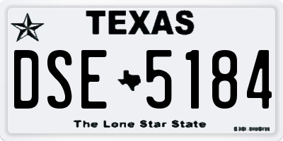 TX license plate DSE5184
