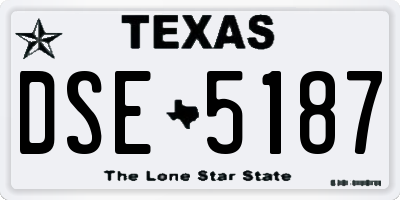 TX license plate DSE5187