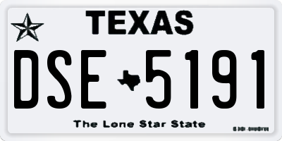 TX license plate DSE5191
