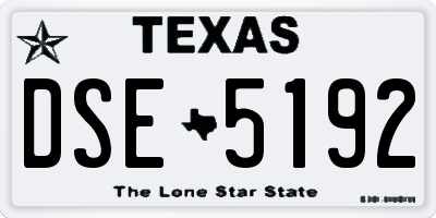 TX license plate DSE5192
