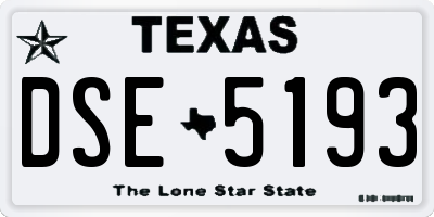 TX license plate DSE5193