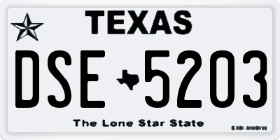 TX license plate DSE5203