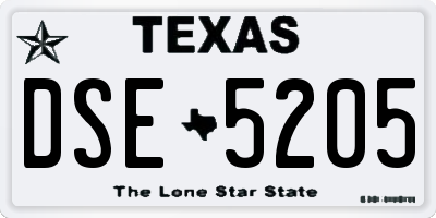 TX license plate DSE5205