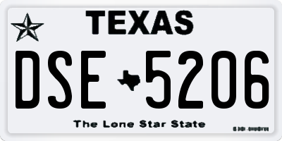 TX license plate DSE5206